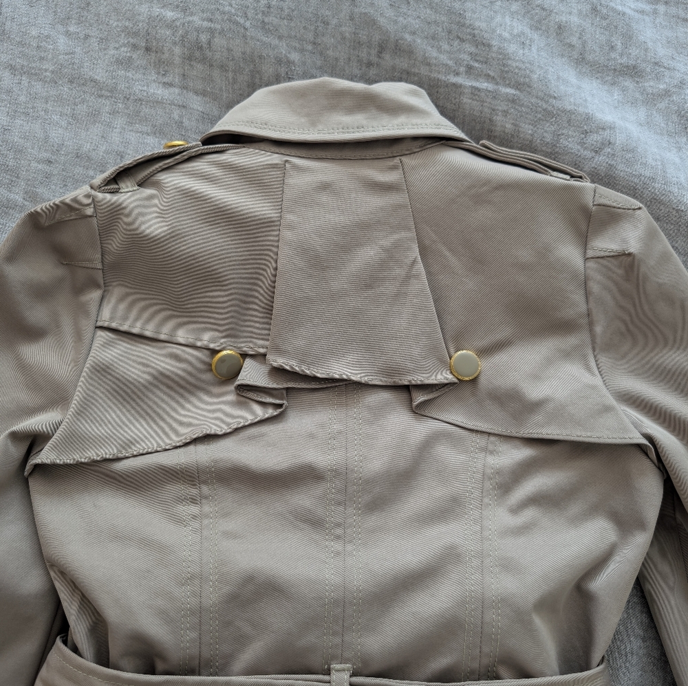 Anthropologie Elevenses Femme Trench Jacket Neutral Motif Size 0 - Picture 10 of 16